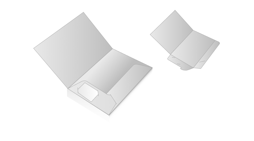 Vyseknutý A4 desky do 15 stran s výřezem na vizitku