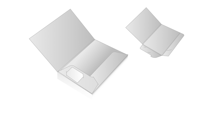 Vyseknutý A4 desky do 50 stran s výřezem na vizitku